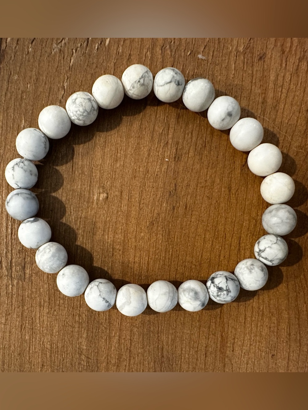Howlite Beaded Stretch Bracelet - White Marble